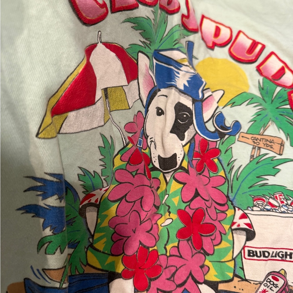 Rare Vintage Spuds MacKenzie (Budweiser) Colorful Graphic Short Sleeve Tee